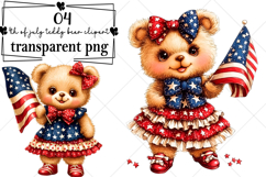 Whimsical 4th of july teddy bear clipart Watercolor PNG Product Image 1