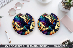Crows Car Coaster Sublimation| Halloween Coaster PNG Design Product Image 1