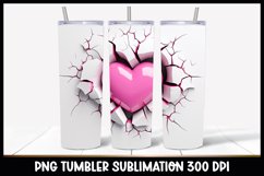 6 Valentine Tumbler Sublimation I Heart in cracked wall PNG Product Image 3