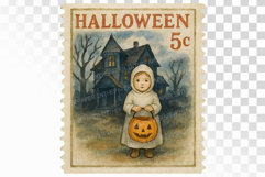 Halloween Kids Haunted House stamp PNG Product Image 1