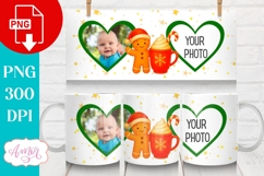 Christmas photo mug wrap PNG, Christmas gingerbread man png Product Image 1