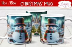 Christmas snowman mug sublimation wrap PNG 11oz 15oz Product Image 2