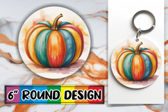 Radiant Circle Sublimation Keychains, Pumpkin Watercolor Product Image 1
