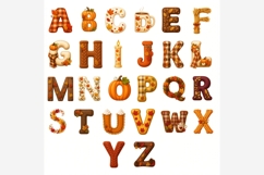 Autumn Alphabet PNG Bundle | 26 Fall Letters, Pumpkin Leaf Product Image 2