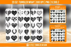 3D Cute Heart Tumbler Wrap Designs, Sublimation Wrap Product Image 1