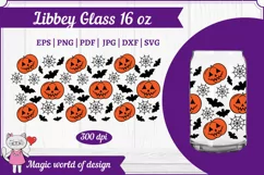 Halloween Pumpkins 16 oz Libbey Full Wrap Glass svg Product Image 1
