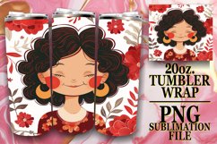 Artistic Woman and Flowers Tumbler Wrap Design 20oz Product Image 1