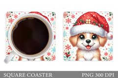 Cute Dog Coaster Design. Christmas Coaster Sublimation Product Image 1
