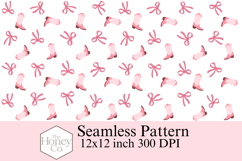 Cowboy Boot and Bow Seamless Pattern | Coquette Cowboy PNG Product Image 1