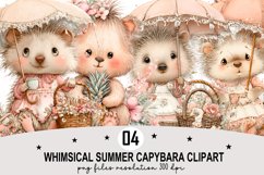 Whimsical Summer Capybara Clipart Watercolor PNG Product Image 1