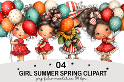 Girl Summer Spring Clipart png Watercolor png Product Image 1