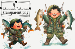 Whimsical Fisherman Clipart Watercolor PNG Product Image 1