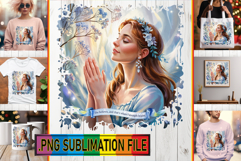 Charming Tote Bag Gift Ideas PNG, Praying Woman Product Image 1