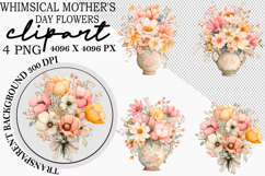 Whimsical Mother's Day Flowers Clipart Watercolor png Product Image 1