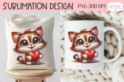 Cute cat holding a heart PNG design for Valentine's Day Product Image 2