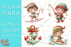 Tropical Santa Clipart Beach Christmas Clip Art Holiday PNG Product Image 1