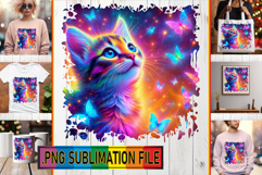 Joyful TOTE BAG Sublimation PNG, Cat Product Image 1