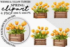 Whimsical Yellow Flowers Spring Clipart PNG Product Image 7