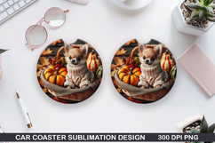 Halloween Dog Car Coaster Sublimation| Halloween Coaster PNG Product Image 1