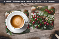 Christmas Coaster Sublimation, Christmas Coaster PNG Design Product Image 1