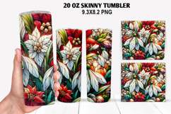 Florals Skinny Tumbler 20oz Wrap Design, Winter Tumbler PNG Product Image 1