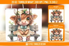 Highland Cow Tumbler Wrap Designs, Sublimation Wrap Product Image 1