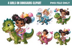 Girls on Dinosaurs Clipart PNG Product Image 1