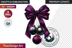 Christmas Baubles Clipart, Festive Holiday Ornaments PNG Product Image 1