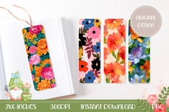 Cartoon Flowers Bookmark Designs, Nature Bookmark PNG Product Image 1