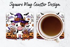 Halloween Cow Mug coaster | Coaster | Sublimation Design Product Image 1