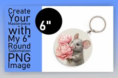 Watercolor Mouse with Bloom Round Design PNG Product Image 1