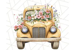 Floral Farm Truck Clipart, Cottagecore Country Truck Png Product Image 4