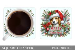 Christmas Dog Coaster. Christmas Coaster Sublimation Product Image 1