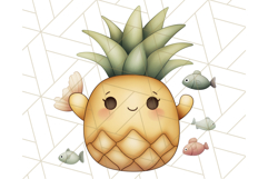 Cute Pineapple Character Clipart, Summer Tropical Fruit PNG Product Image 4