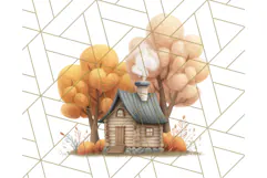 Autumn Treehouse & Woodland Cabin PNG Clipart Product Image 4