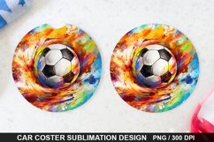 Soccer Ball Car Coaster - Coaster Sublimation Design Product Image 1