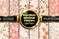 Seamless Minimal Flowers Digital Papers, Flowers Pattern Product Image 1