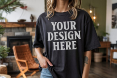 Comfort Colors 1717 Black TShirt Mockup, CC1717 mockup, Tran Product Image 1