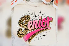 Senior Leopard Pink School PNG, Senior Year Graduation Shirt Product Image 1
