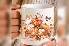 Cute Ghost Pumpkin PNG, Gingham Bow Fall PNG, Leopard Pumpki Product Image 5