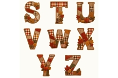 Fall Patchwork Alphabet PNG Bundle | Autumn Fabric Letter Product Image 5
