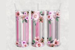 Watercolor Spring Flowers Stripes 20 oz tumbler sublimation Product Image 1