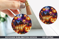 Pumpkin Keychain Sublimation - Autumn Keychain PNG Design Product Image 1