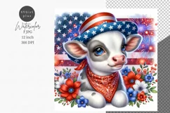 Patriotic cow, JPG, Junk journal, Digital paper Product Image 1
