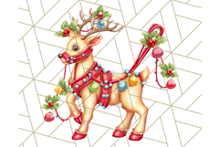 Santa Sleigh Ride Clipart PNG, Flying Reindeer Christmas Art Product Image 4