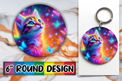 Joyful Coasters Circle PNG Style, Cat Product Image 1