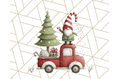 Vintage Truck Christmas Gnomes Clipart PNG, Cute Gnome Png Product Image 4