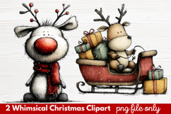 2 Whimsical Christmas Clipart | Cute Holiday PNG Set Product Image 1