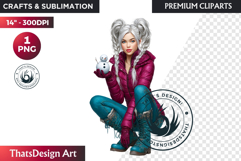 Cosy Winter Girl Clipart, Fashion Girl PNG, christmas Product Image 1