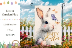 Happy Easter Garden Flag Sublimation, Cute Easter Bunny PNG Product Image 1